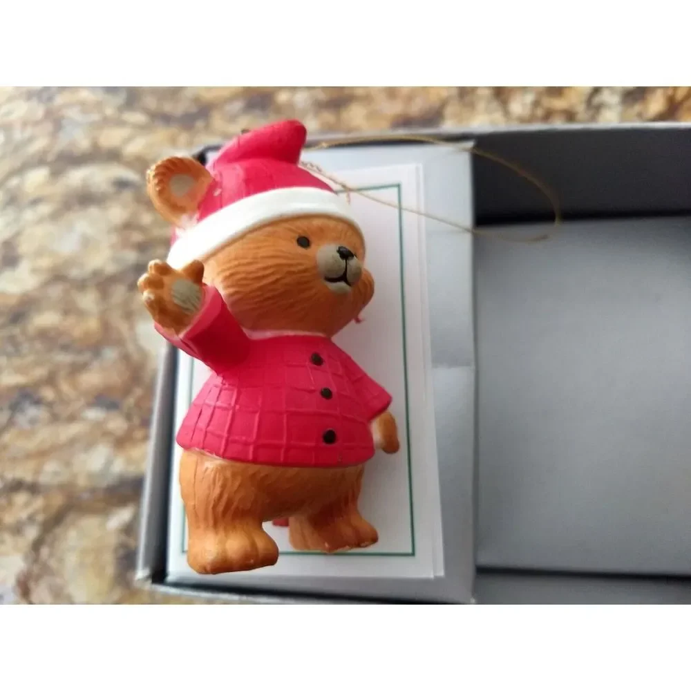 Bradford Novelty TEDDY BEAR Christmas‎ Ornaments 1984 Set of 3 in Box Hong Kong